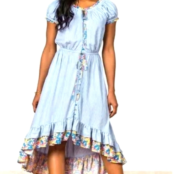 MATILDA JANE NWT XS Come Away with Me Blue Stripe Dress, high low hem - Picture 4 of 8